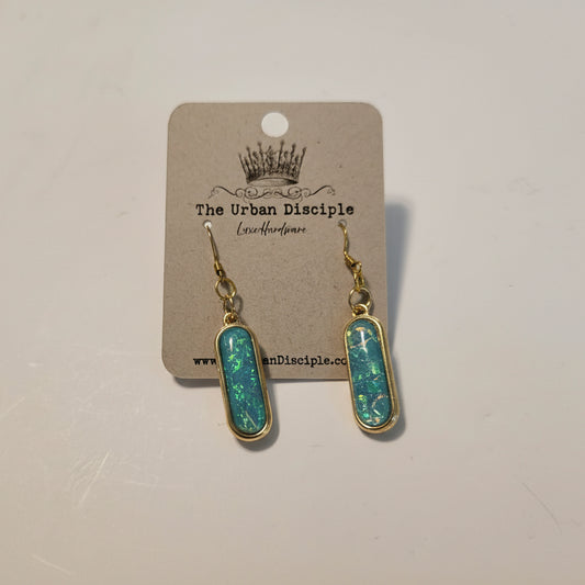 Turquoise Glitter Dangles
