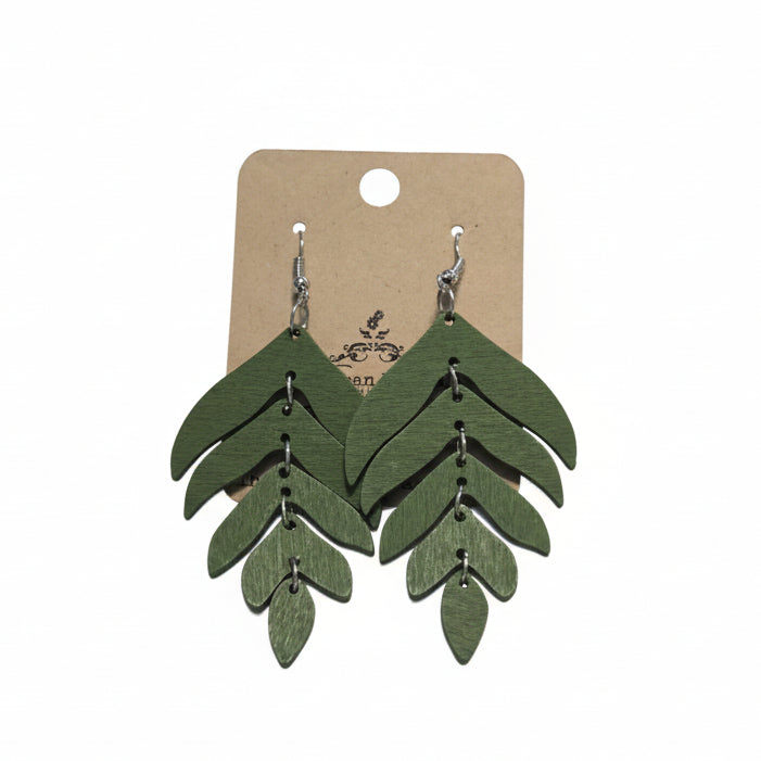 Green Tropical Leaf Earrings