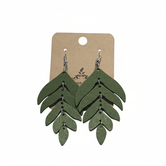 Green Tropical Leaf Earrings