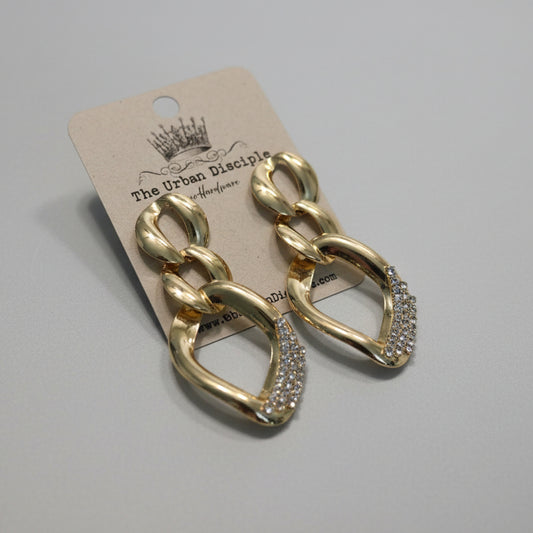 Gold Link Drops w/Rhinestones