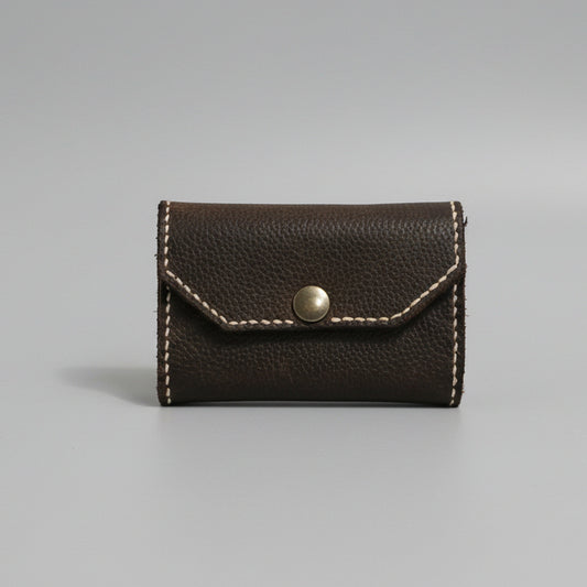 Brown Card Wallet w/Cream Stitching