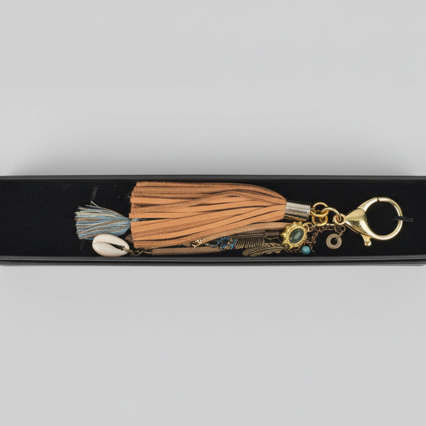 Shell Feather, Tassel Bag Charm