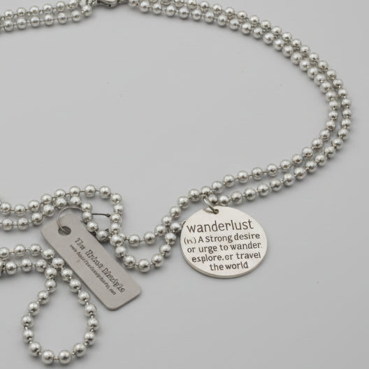 Wanderlust Pendant, Silver Ball Chain Necklace