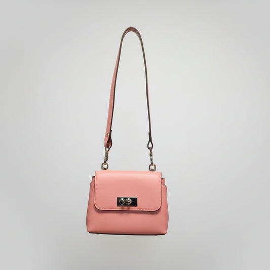 Pink Structured Shoulder Bag w/Silver Hardware