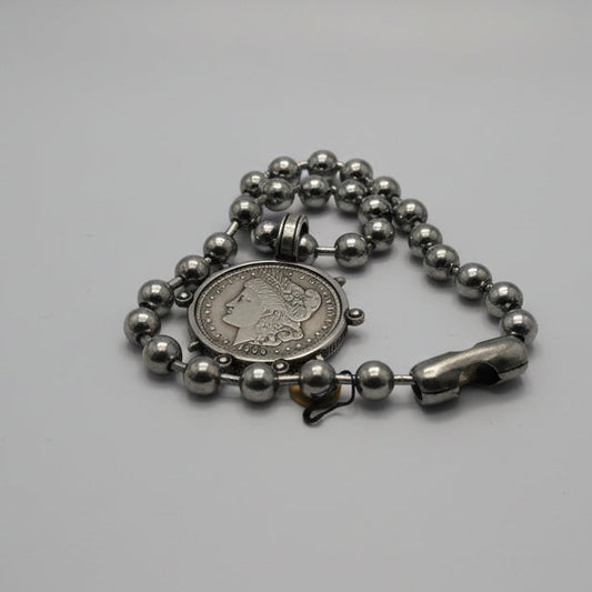 Silver Coin Lg Ball Chain Necklace