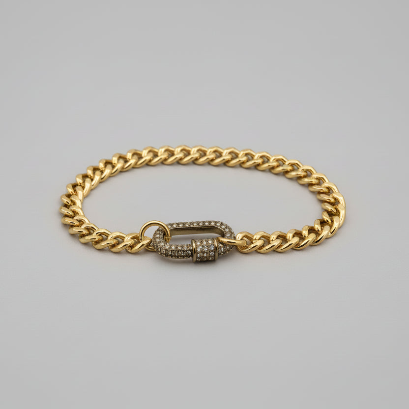 18" Pave' Carabiner Clasp Necklace