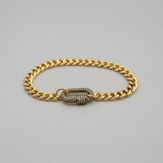 18" Pave' Carabiner Clasp Necklace