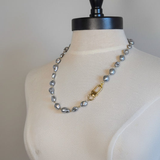 24" Baroque Pearl Necklace w/Industrial Clasp
