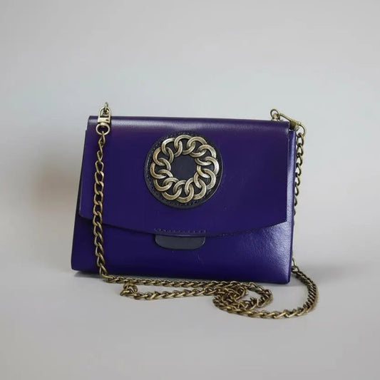 Blue Purse w/Burnished Gold Hardware